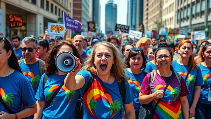 Protesters advocate for gun violence funding in vibrant urban scene.