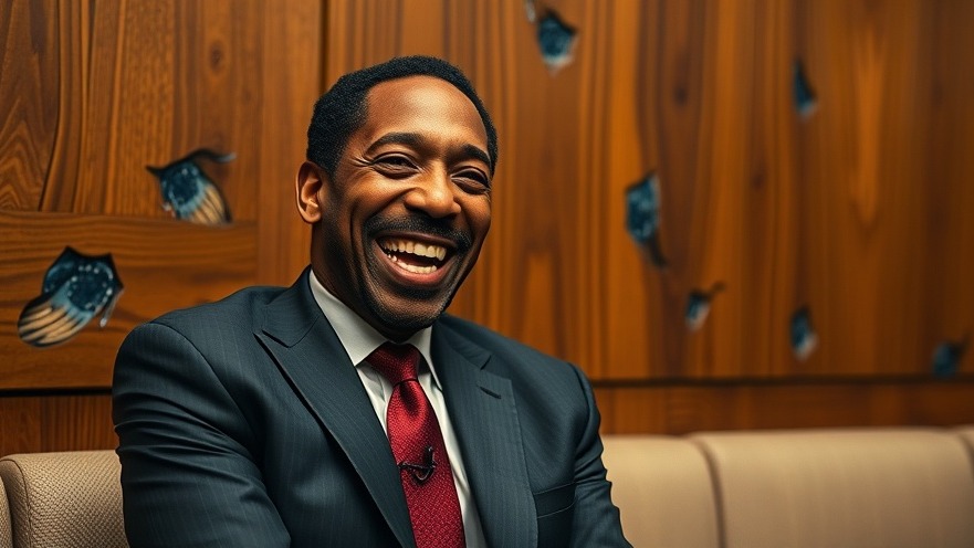 Stephen A. Smith's Big Day: Man laughing animatedly in cinematic style.