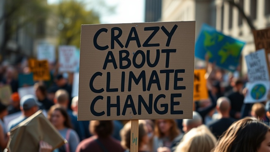 Protest sign 'I'm Crazy About Climate Change' at climate activism event, highlighting cutting methane emissions.