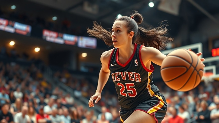 Dynamic female Fever player showcasing NBA highlights in vibrant indoor arena.
