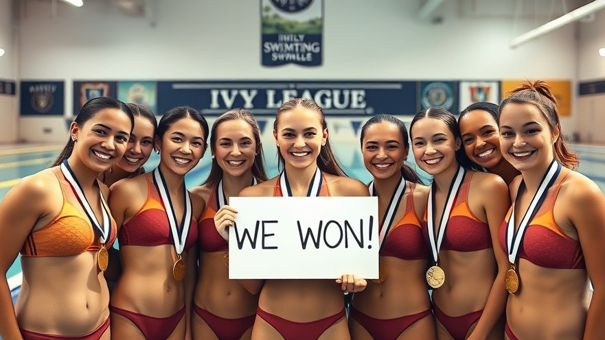 Vibrant UPenn swim team celebrates victory, highlighting women's sports controversy.