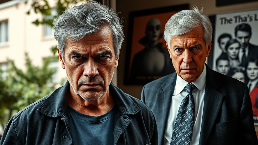 Angry mature man critiques late-night television future, contrasting styles.