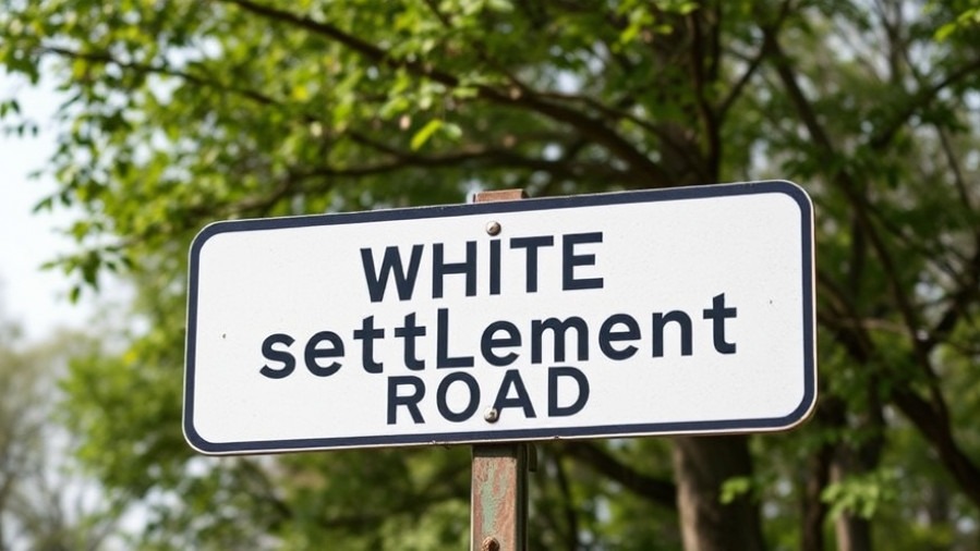Street sign for 'White Settlement Road' highlighting Fort Worth history and community engagement.