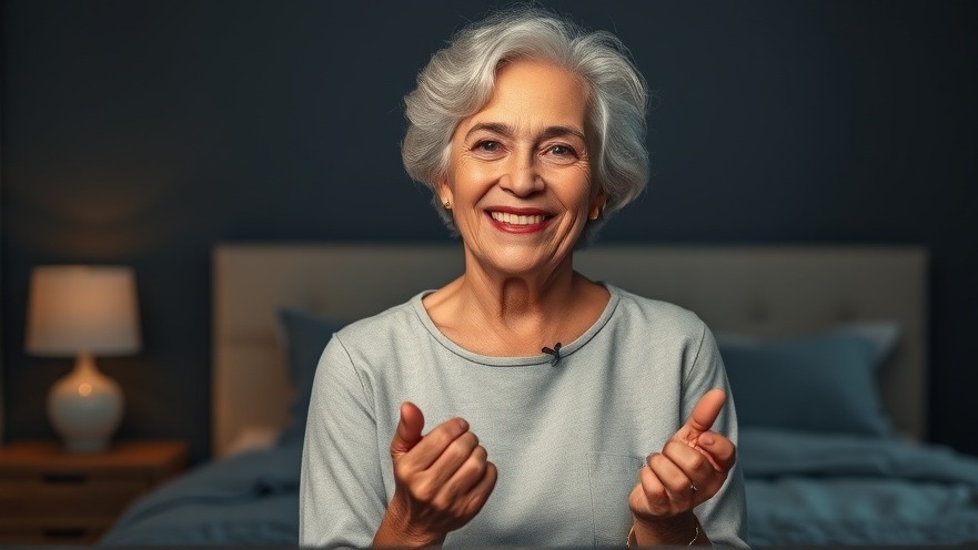 Lively older woman smiling, sharing mindfulness techniques for evening relaxation.