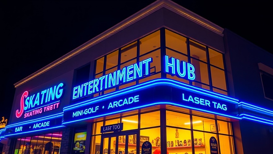 Vibrantly lit entertainment hub in Spring Texas offering family fun activities like skating and mini-golf.