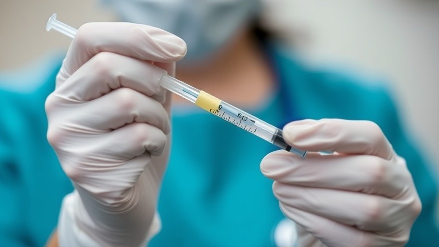 Nurse with hypodermic needle promoting school health services Texas.