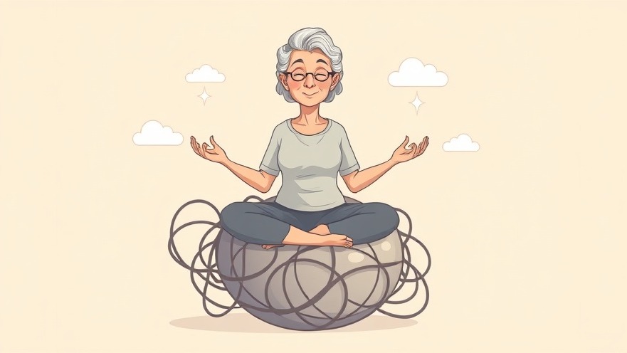 Calm older woman meditating, symbolizing emotional regulation and the impact of menopause.