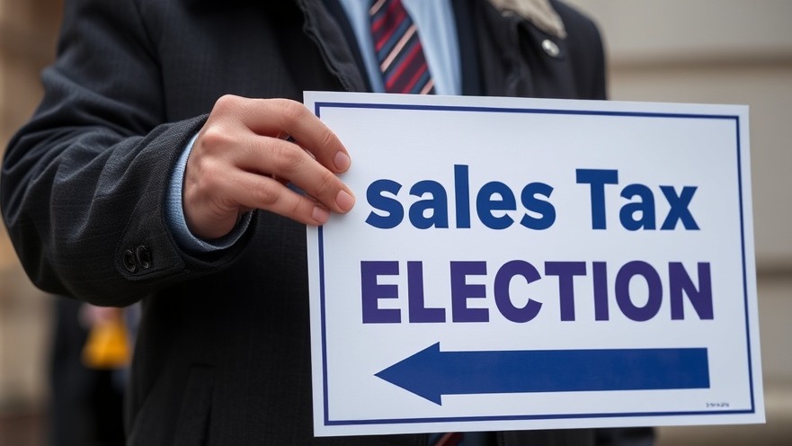 Local tax news in Argyle: Man holds sales tax election sign.