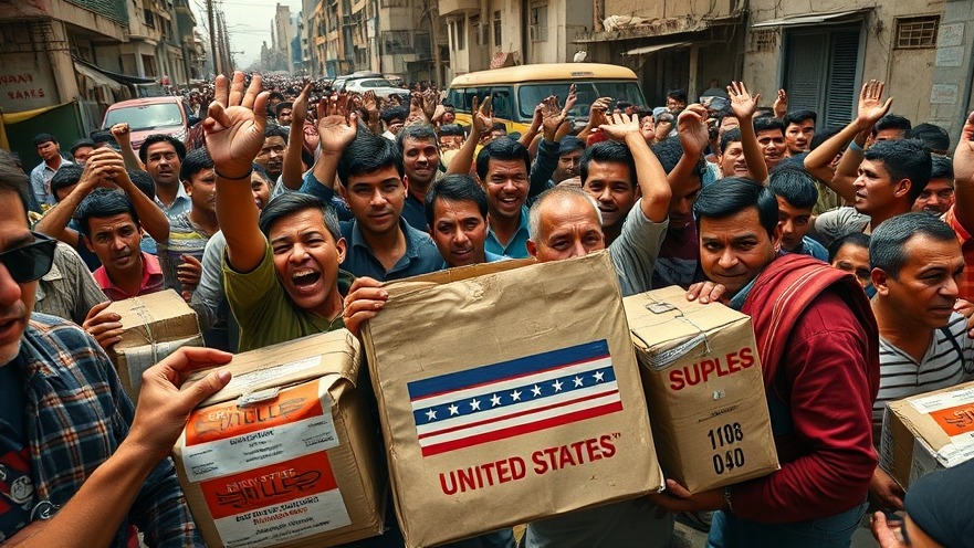 Desperate men and women in Gaza reach for US humanitarian aid supplies, capturing hope.