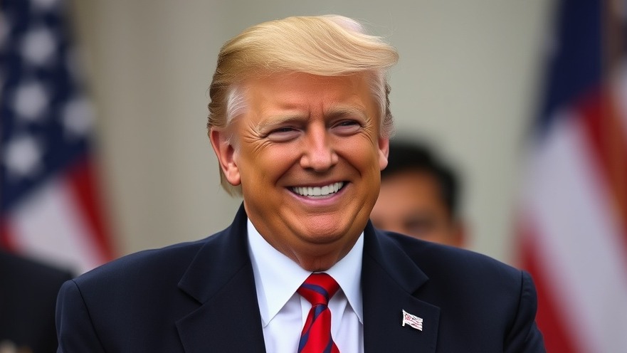 Smiling Trump discussing trade policy and its economic impact on global trade.