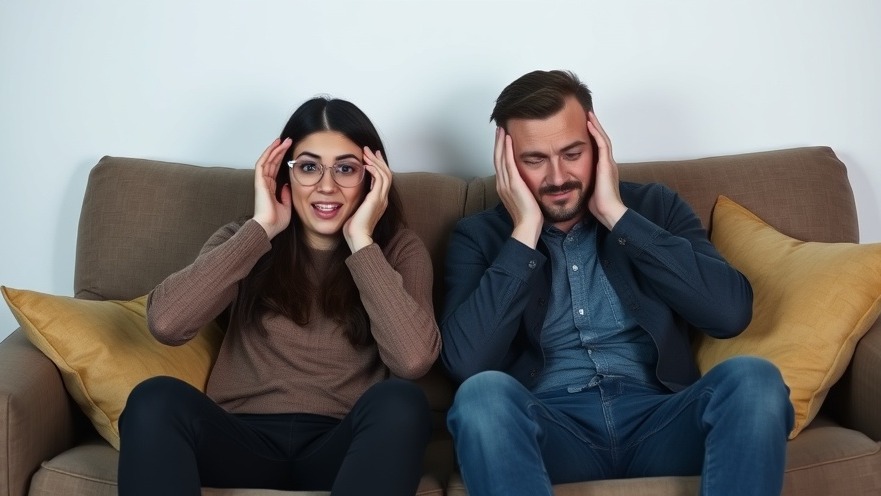 Concerned couple reacts to Texas headlines today, covering their ears in disbelief.