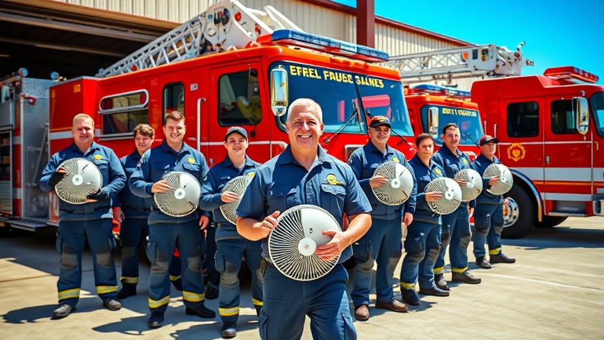Firefighters and community members supporting public health news in San Antonio.