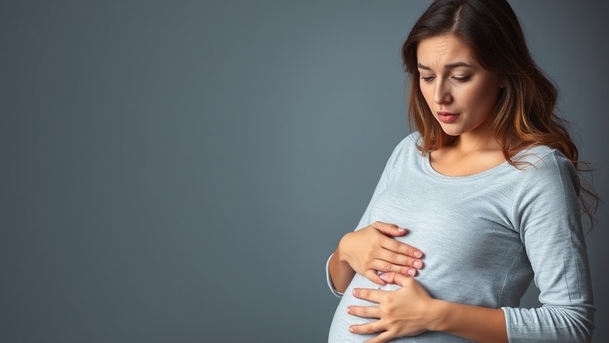 Worried pregnant woman reflecting on digital wellness and social media experience.