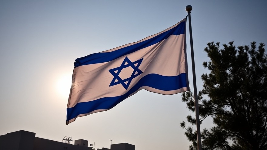 Israeli flag flying, symbolizing hope in Gaza ceasefire agreement.