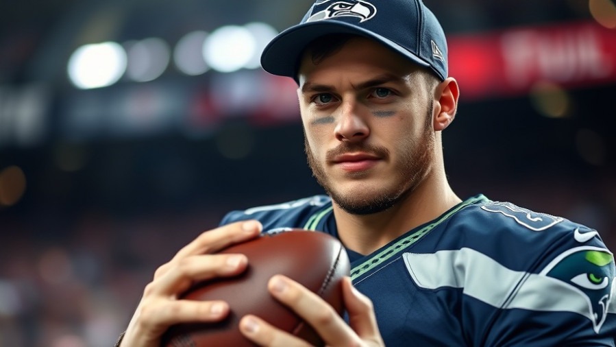 Seattle Seahawks player showcasing intense focus, perfect for fantasy football picks.