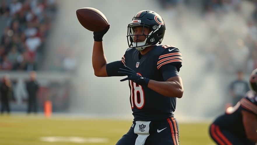 Young black Chicago Bears quarterback amid NFL draft rumors and fantasy football picks.