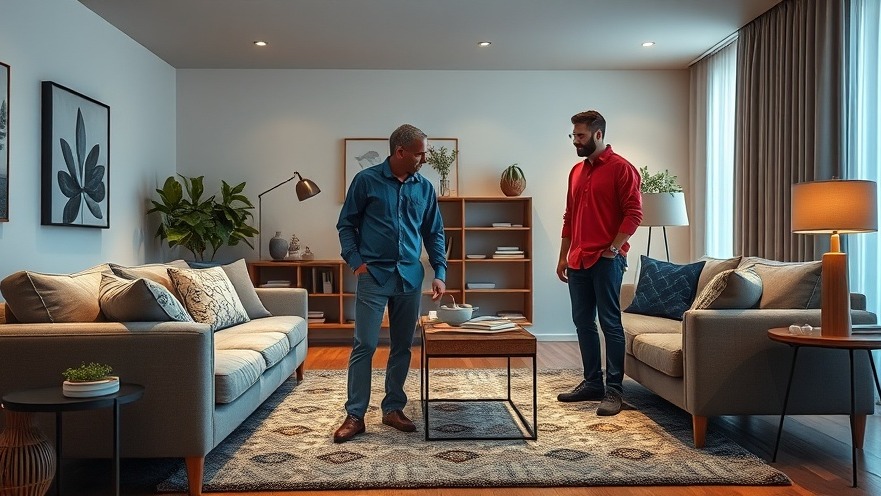 Two men prepping a cozy living room while discussing NFL news and March Madness.