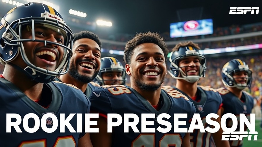 Dynamic NFL rookie preseason debut showcasing fantasy football picks amidst vibrant stadium excitement.