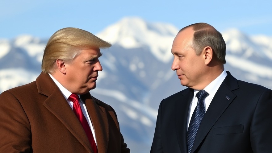 Trump and Putin discussing US Russia summit amidst snowy mountains, 2025.