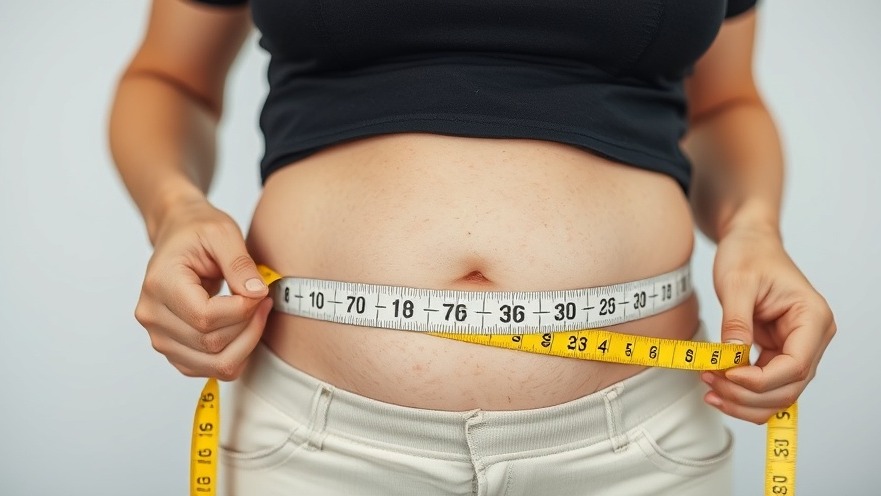 Senior woman measuring her belly, highlighting stress management techniques for healthy aging.