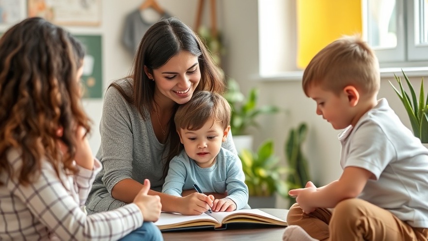 Parents teaching children mindfulness exercises for better mental health.