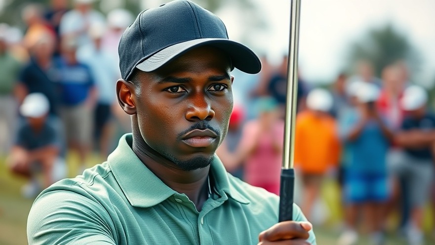 Focused black male golfer celebrating J.J. Spaun victory at U.S. Open, dynamic and emotional.