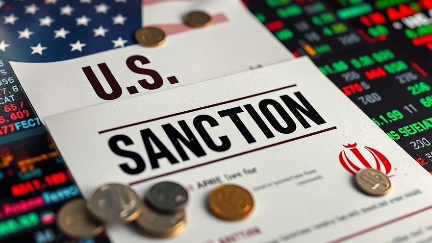 Photorealistic depiction of U.S. trade sanctions impacting Iran, with vibrant currency symbols.