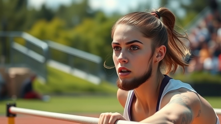 Transgender athlete with a beard jumps high in CIF policies focused girls athletics.