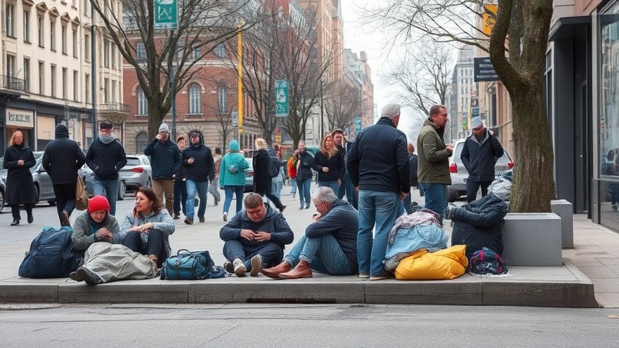 Homeless people on the street highlighting homelessness in Austin, Texas housing initiatives.