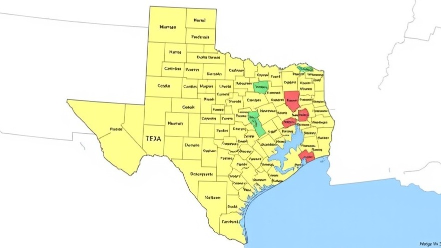 Redistricting map of Texas highlighting changes for Texas elections 2025.