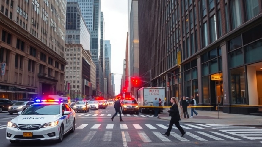 Midtown shooting details at a busy crime scene in Manhattan street.
