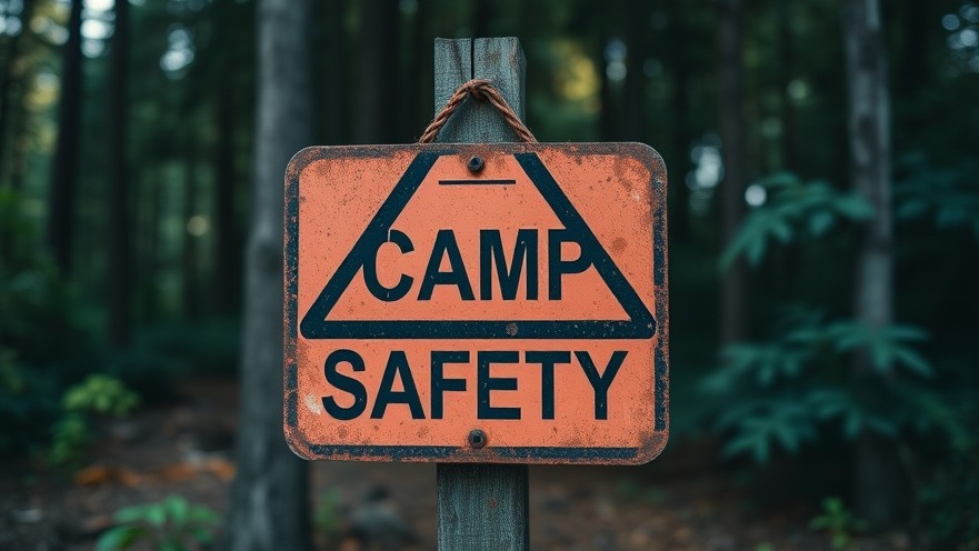 Warning sign for camp safety at Texas youth camps during Hill Country floods