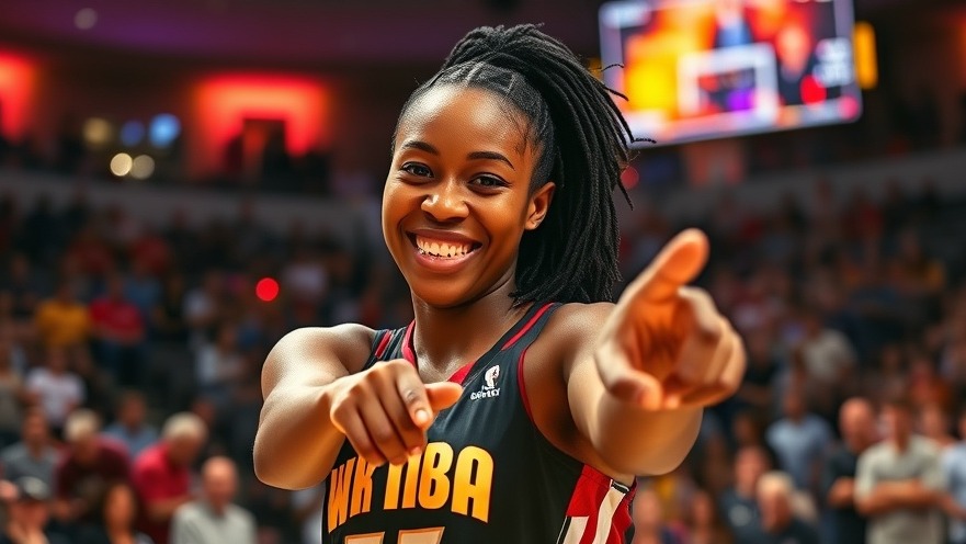 WNBA camaraderie shines as Erica Wheeler smiles in a vibrant indoor event.