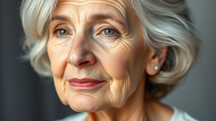 Beautiful older woman with no wrinkles, showcasing her smooth complexion and stunning hair.