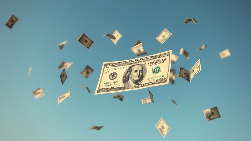 Money falling from the sky symbolizes megadonors influencing the Texas political landscape.