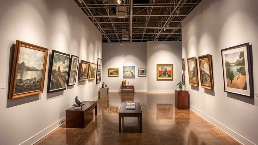 Inside a local art gallery showcasing Austin art exhibitions and cultural identity.