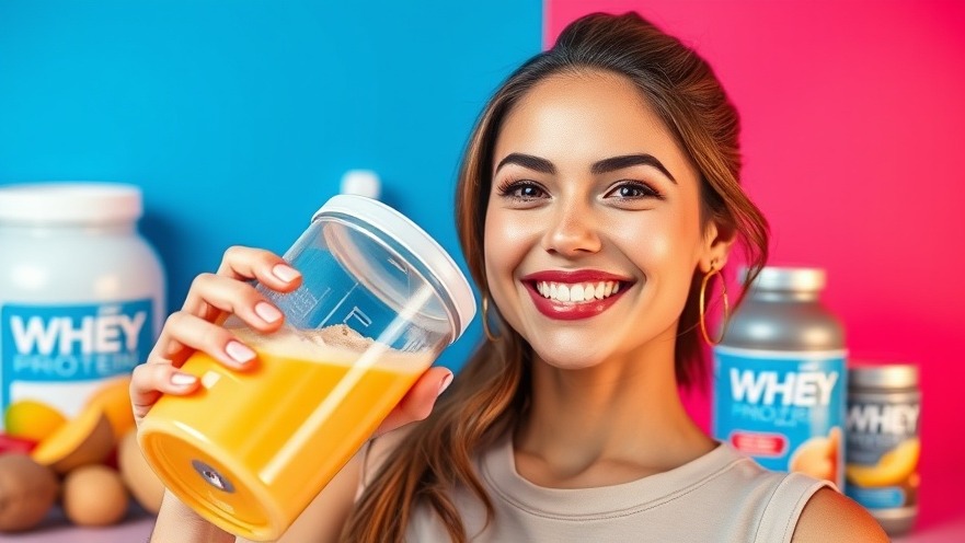 Vibrant young woman enjoying vitality health and wellness with a protein shaker against a colorful backdrop.