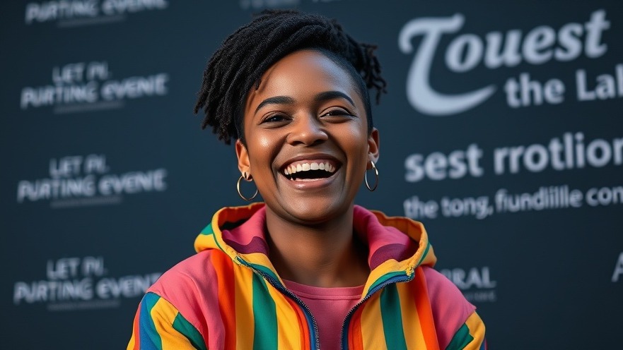 Joyful woman in colorful striped jacket, embodying the Austin lifestyle.