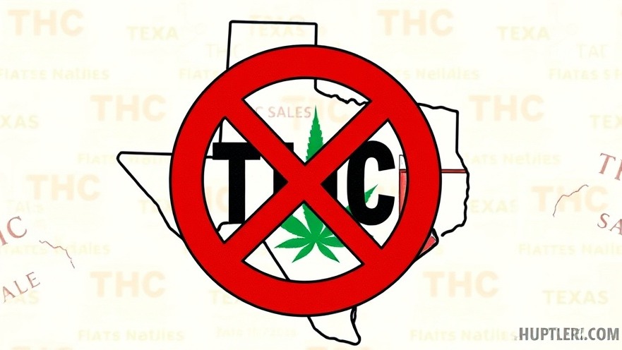 Stop sign over THC symbol, highlighting cannabis laws Texas and THC sales prohibition.