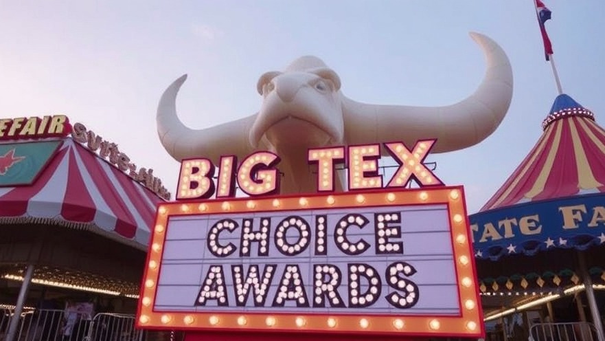 Big Tex Choice Awards sign showcasing culinary trends at the State Fair of Texas