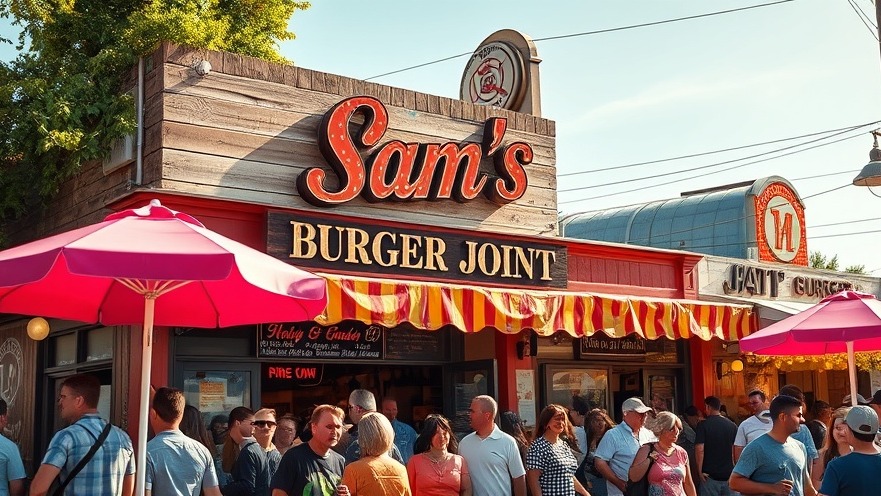 Vibrant Kerrville outdoor venue at Sam's Burger Joint amidst Texas Hill Country floods.