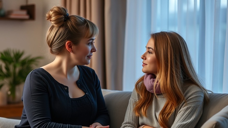 Mother and daughter discussing self-acceptance and body positivity.