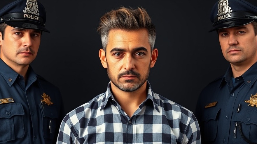 Photorealistic portrait of a middle eastern man with policemen, reflecting san antonio news today.