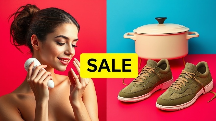 Vibrant collage promoting health and wellness with skincare, cooking, and fitness items.