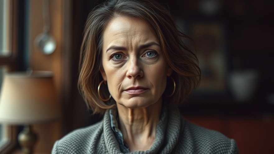 Middle-aged woman with a stern expression reflecting on civil rights abuses and political dissent.