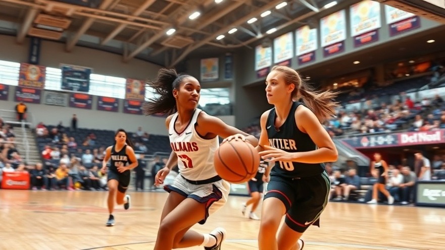 Dynamic NBA highlights of female players in motion during March Madness.
