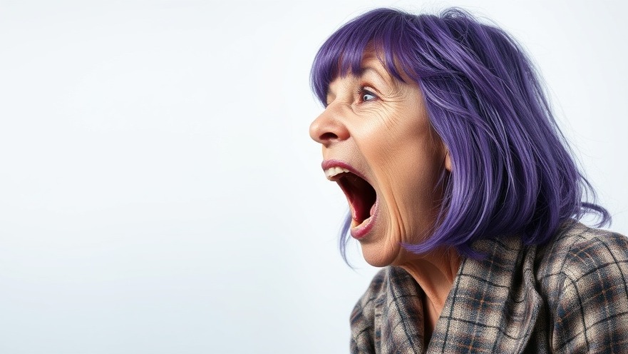 Purple-haired woman passionately shouting about Capitol Hill news.