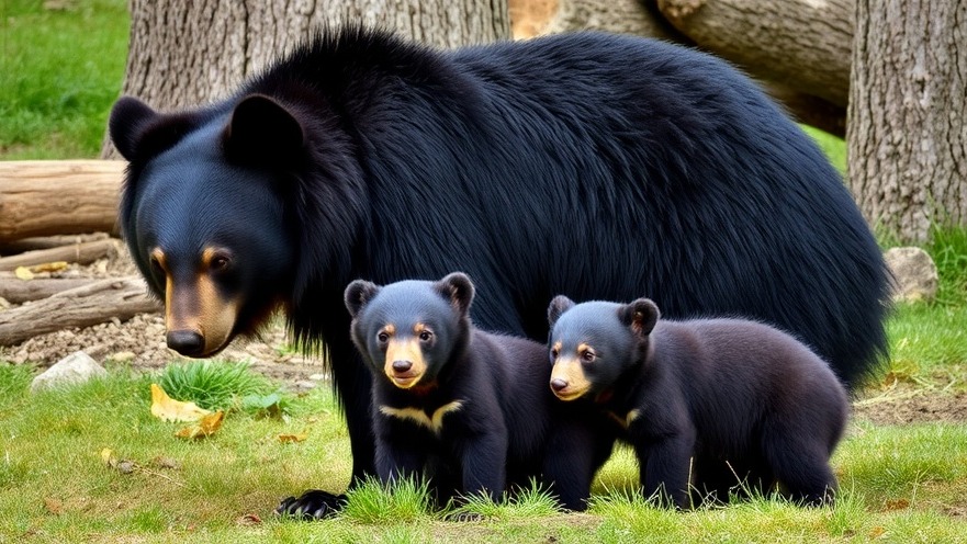 Black bear with two cubs in Gatlinburg, highlighting black bear safety and wildlife interactions.