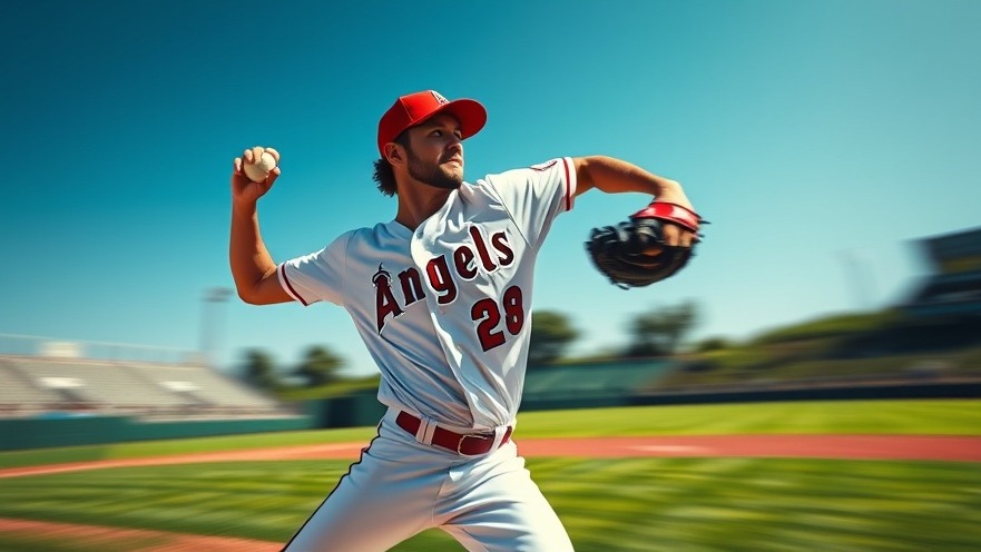 Angels news: Action shot of pitcher in Angels jersey, showcasing vibrant MLB gameplay.
