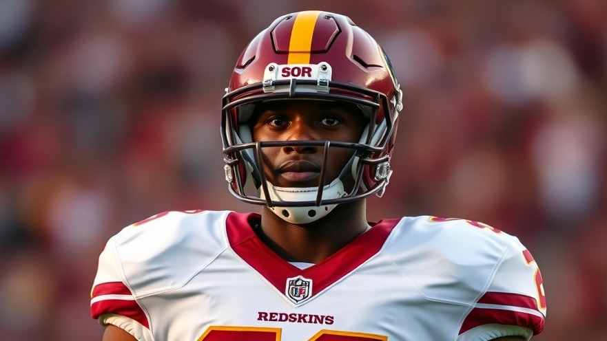 Black male NFL player in Washington Redskins uniform discussing contract negotiations.